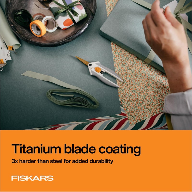 Fiskars Easy Action Micro-Tip Titanium Scissors, Sharp Blades for Cutting Precision and Angles with Easy Action Spring Design, Crafting Supplies, SoftGrip Assisted Handle - Image 4